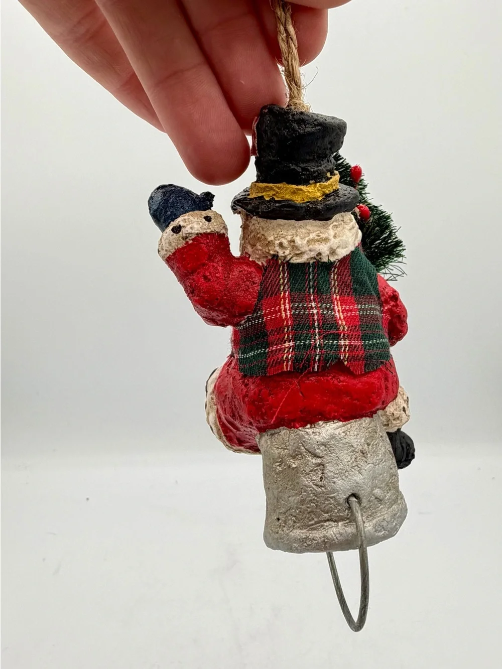 Rustic Vintage Style Santa Ornament Bottle Brush Tree Farmhouse Christmas Decor